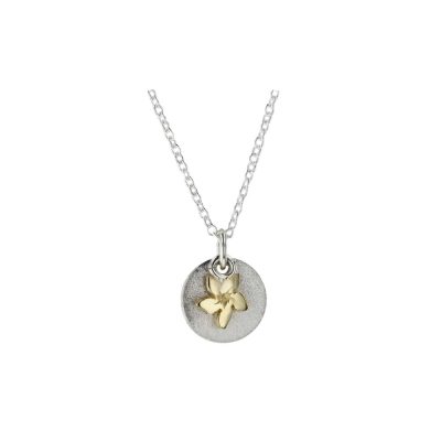 Sterling Silver Burren Pendant with Gold Flower