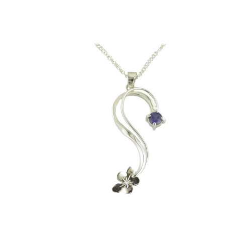 Burren Collection Sterling Silver Burren Flower Pendant set with Sapphire