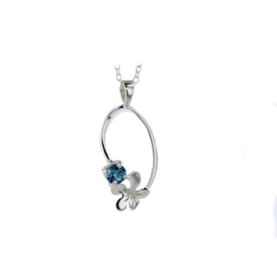 Sterling Silver Burren Pendant set with London Blue Topaz