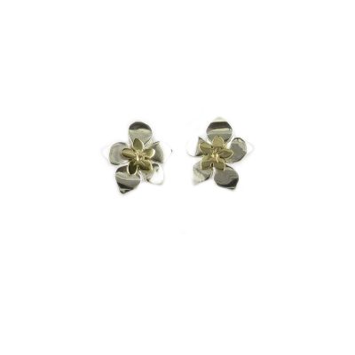 Sterling Silver Burren Earrings with 9ct. Gold Centre Flower