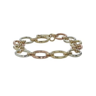 9ct. Handmade Yellow, White and Rose Gold Link Bracelet