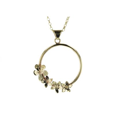 9ct Gold Burren Pendant with 4 Gold Burren Flowers