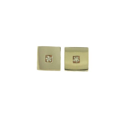 Burren Collection Square 9ct. Yellow Gold Burren Flower Earrings