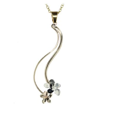 9ct Yellow & White Gold Burren Flower Stem Pendant