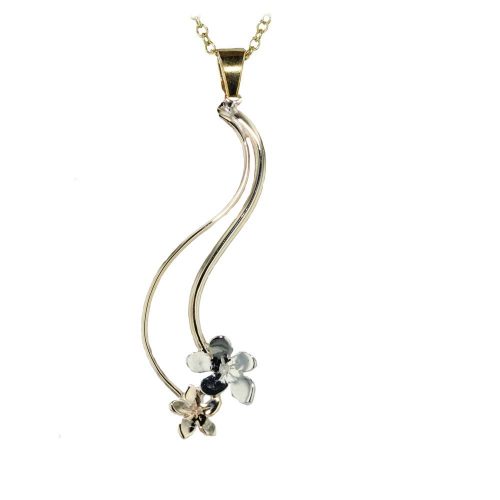 Burren Collection 9ct Yellow & White Gold Burren Flower Stem Pendant