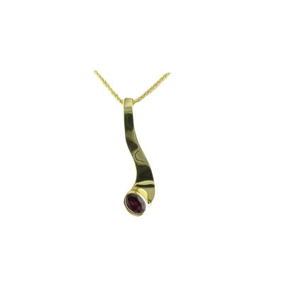 9ct. Yellow Pendant with Bezel Set Garnet