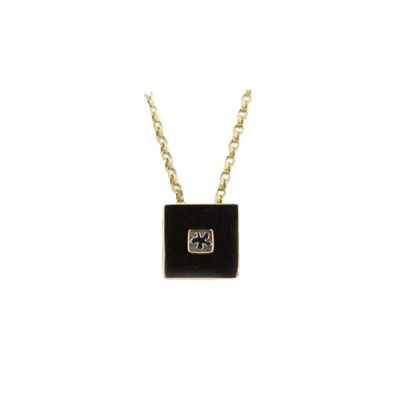 Square 9ct. Gold Pendant with Mini White Gold Burren Flower