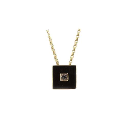 Burren Collection Square 9ct. Gold Pendant with Mini White Gold Burren Flower
