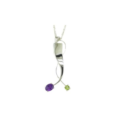 Sterling Silver Oval Amethyst and Peridot