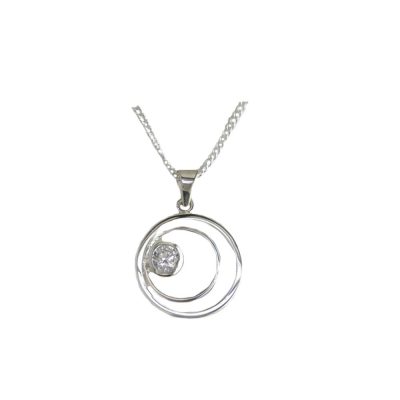 Sterling Silver Circle of Life Pendant with Clear Zircon