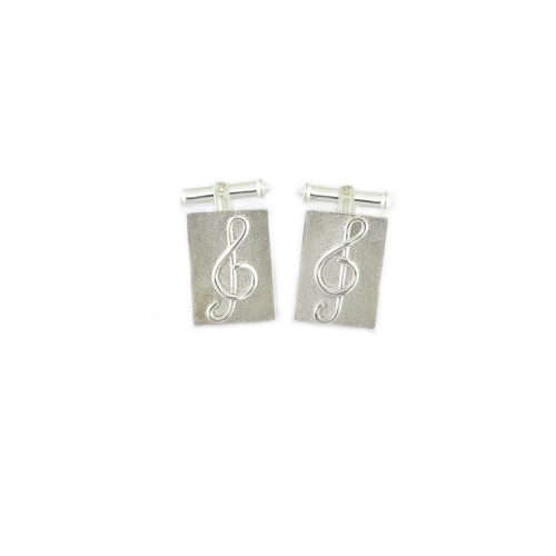 Gents Jewellery Sterling Silver Treble Clef Cufflinks