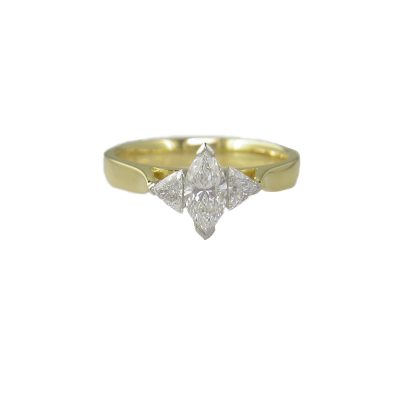 18ct. Yellow Gold Marquise and Trillion set Diamond Ring