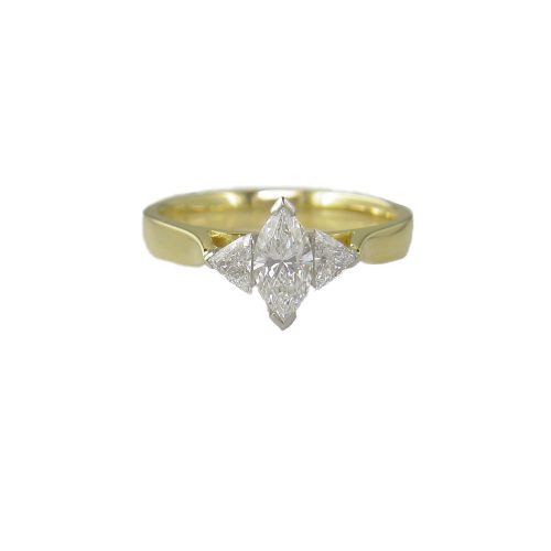 Bespoke 18ct. Yellow Gold Marquise and Trillion set Diamond Ring