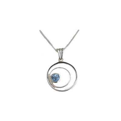 Sterling Silver Circle of Life Pendant with Blue Topaz