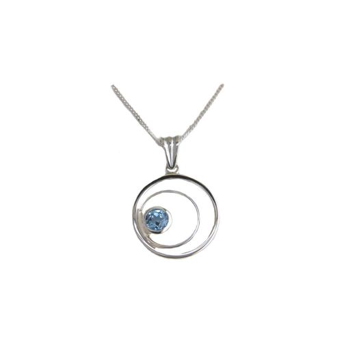 Jewellery Sterling Silver Circle of Life Pendant with Blue Topaz