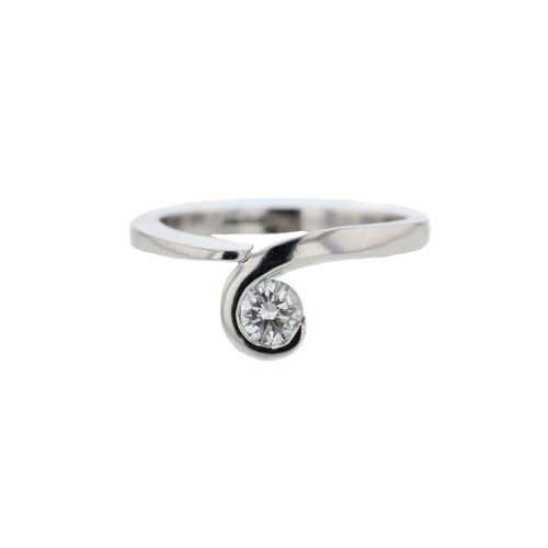 Dress Rings Platinum Wave Solitaire