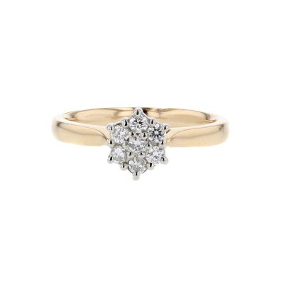 18ct. Red Gold Ring with Diamond Cluster