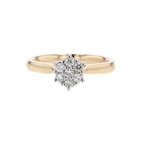 Cluster 18ct. Red Gold Ring with Diamond Cluster