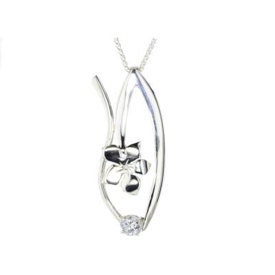 Silver Burren Pendant with CZ