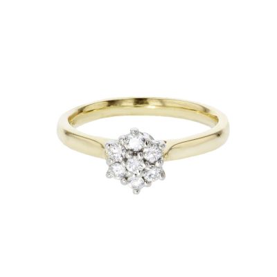 18ct. Yellow Gold Ring with Diamond Cluster