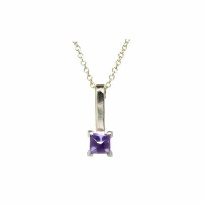 9ct. Gold Pendant with Cabochon Cut Amethyst