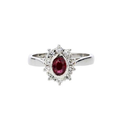 Platinum Ring with Bezel set Ruby