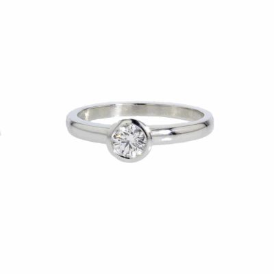 Platinum Solitaire Bezel set Ring