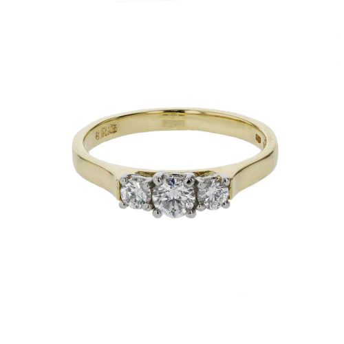 Engagement and Diamond Rings 18ct. Yellow Gold, 3 Stone Diamond Ring