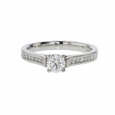 Platinum Diamond Ring with Diamond set Shoulders
