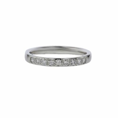 Platinum Wedding Ring, 9 Pavé Diamonds