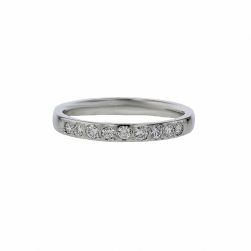 Rings Platinum Wedding Ring, 9 Pavé Diamonds