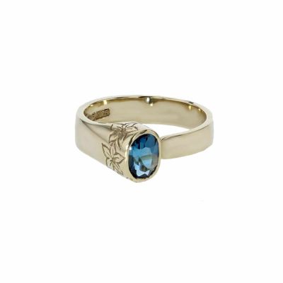 9ct. Yellow Gold Ring with London Blue Topaz