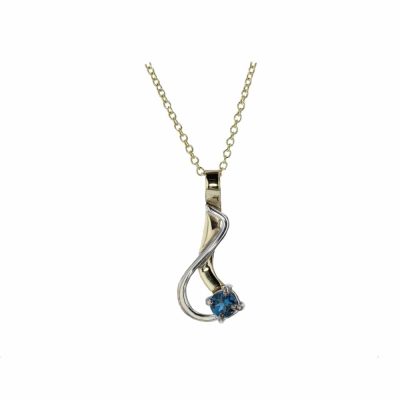 White and Yellow Gold Blue Topaz Pendant