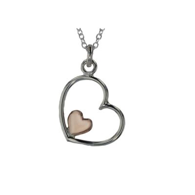 Sterling Silver and Rose Gold Heart Pendant