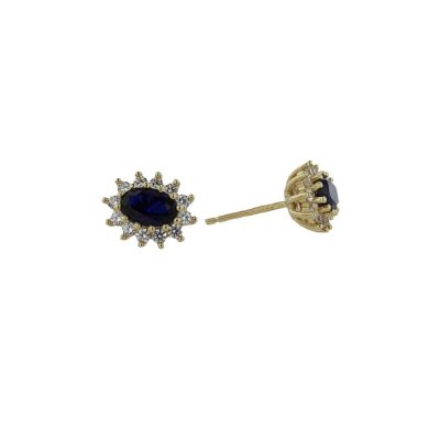 9ct. Yellow Gold, Sapphire & CZ Earrings
