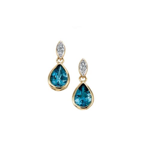 Earrings 9ct. Gold London Blue Topaz Earrings
