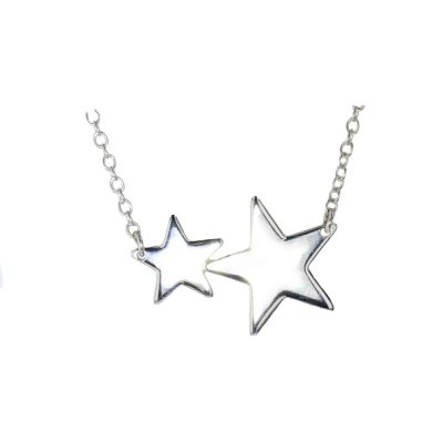 Sterling Silver Pendant with Two Stars