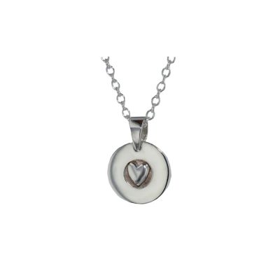 Sterling Silver Round Heart Pendant