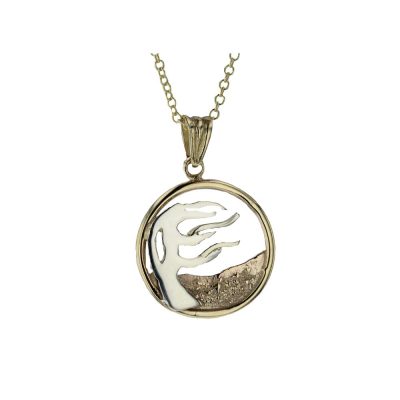 9ct. Yellow and White Gold Windswept Burren Tree Pendant