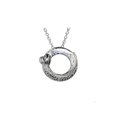 Sterling Silver Circular Pendant with Textured Design