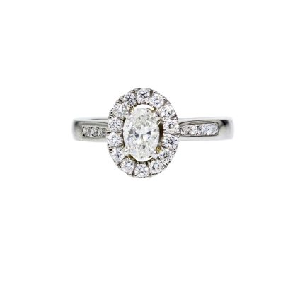 Platinum Oval Cluster Diamond Ring