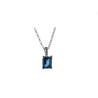 Emerald Cut London Blue Topaz Pendant
