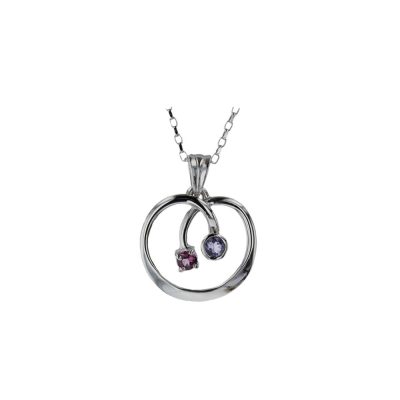 9ct. White Gold Hand Forged Pendant with Iolite & Rhodolite Garnet
