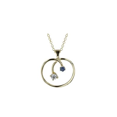 9ct. Gold Handmade Sapphire and CZ Pendant
