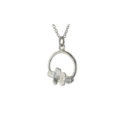 Sterling Silver Burren Flower Pendant with Bezel set CZ