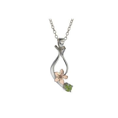 Rose Gold Burren Flower & Peridot Pendant