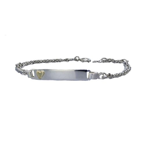 Bracelets Sterling Silver Kids ID Bracelet with 9ct. Gold Heart