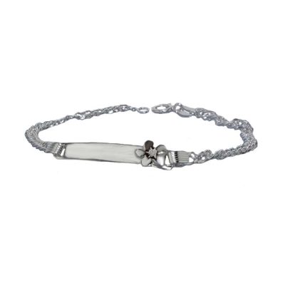 Sterling Silver Kids ID Bracelet with Silver Burren Flower