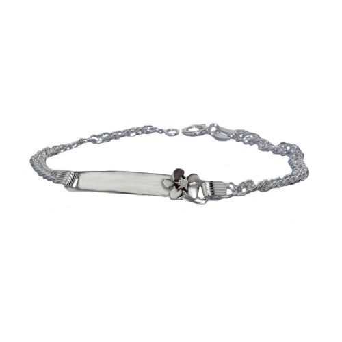 Bracelets Sterling Silver Kids ID Bracelet with Silver Burren Flower