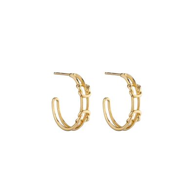 9ct. Yellow Gold Double Parallel Knot Hoops